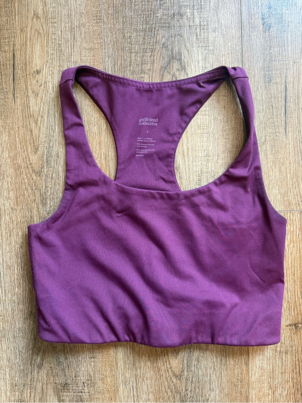 Girlfriend Collective Plum Racerback Longline Sports Bra Size Small